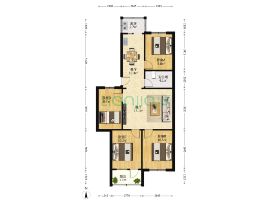 华夏里农林小区 4室2厅1卫 96平方