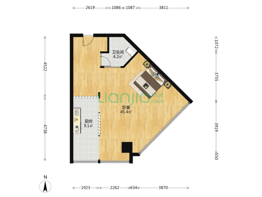 阳光葡提公馆 1室0厅1卫 69平方