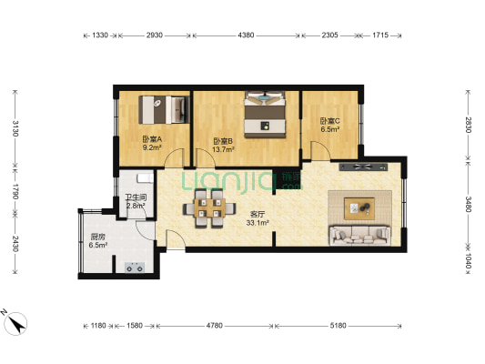 中铁十一局七里河小区 3室1厅1卫 83平方