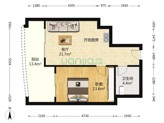 剑桥郡1区星睿 1室1厅1卫 70平方