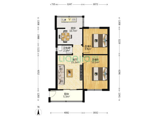 爵版街2号 2室1厅1卫 56平方