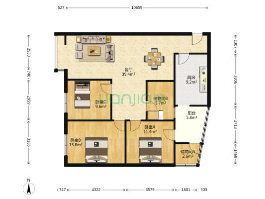 万寿街三段70号 3室1厅0卫 122平方