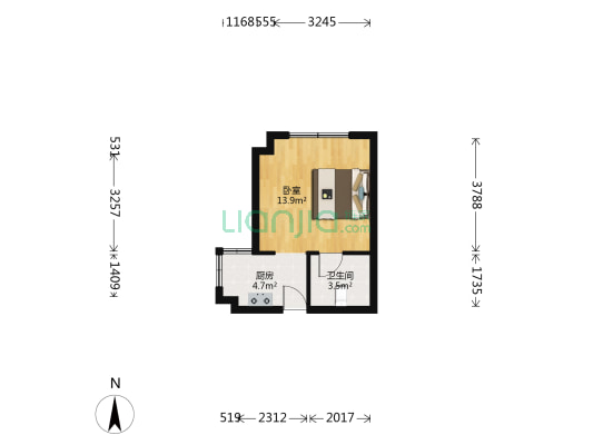 怡和第一城 1室0厅1卫 37平方