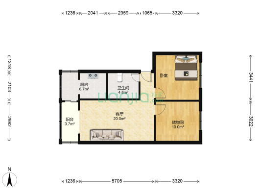 菊乐路180号 1室1厅1卫 68平方
