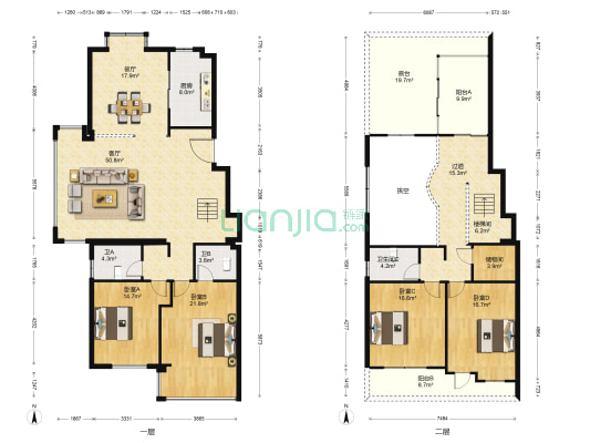 香滨左岸二组团 4室2厅3卫 215平方