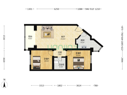 九洲兴达家园A区 2室1厅1卫 81平方