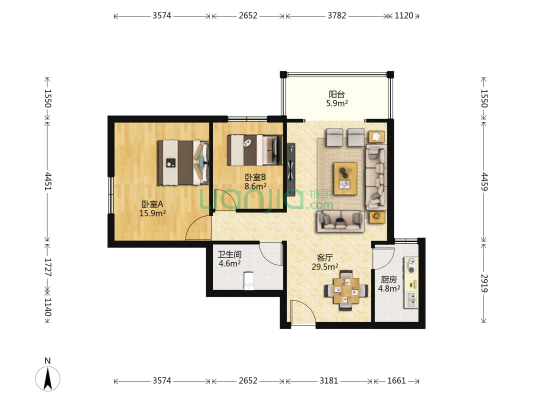 甘肃建设六建集团杨家桥住宅小区 2室1厅1卫 87平方