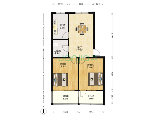 菜市路 2室1厅1卫 76平方
