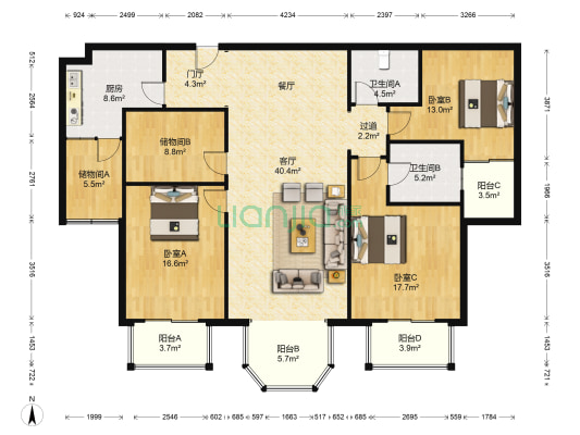合生御龙城 3室1厅2卫 182平方