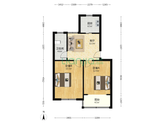和平小区（嘉定） 2室1厅1卫 70平方