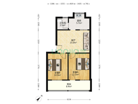 铁路三院新三院 2室1厅1卫 66平方