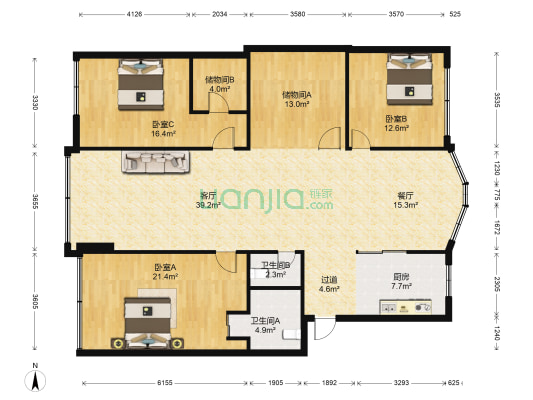 清远路商住楼 3室2厅2卫 267平方