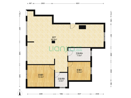 湖东花苑 2室1厅2卫 139平方