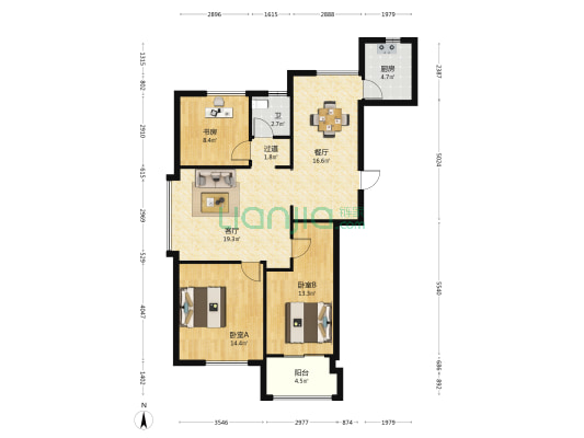 金第银座 3室2厅1卫 113平方