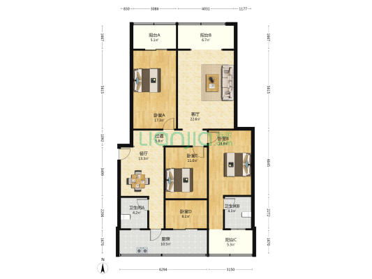 义学巷23号 4室2厅2卫 112平方