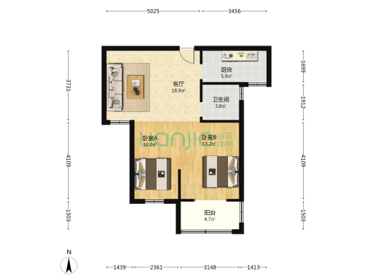 楠沁花园 2室1厅1卫 79平方