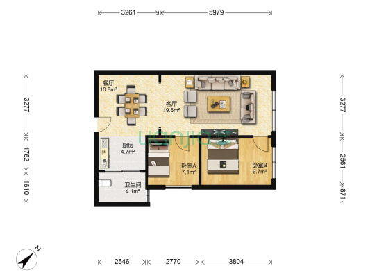 嘉丽苑 2室2厅1卫 82平方