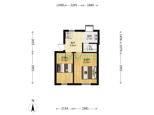 大旗墩 2室1厅1卫 44平方