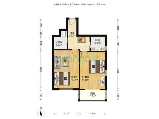 云阳村 2室0厅1卫 57平方