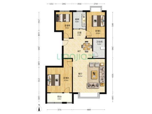 新华大厦诸城 3室1厅1卫 123平方
