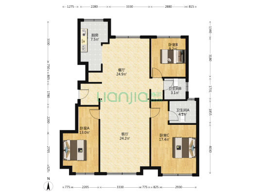 国企 开发靠谱，物业服务好，人车分离-户型图