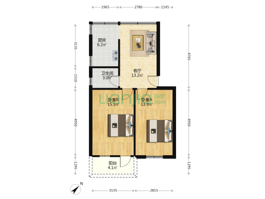 新福路24号 2室1厅1卫 64平方