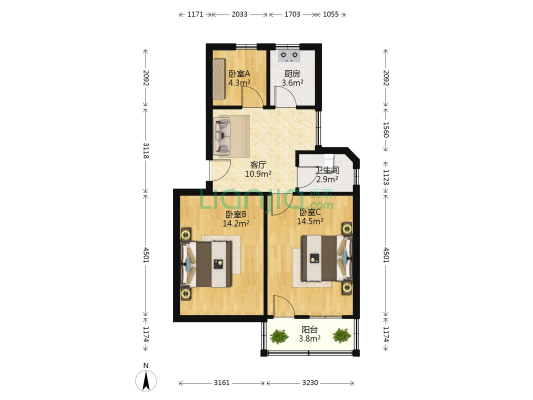 茅盾东路5-12号 3室1厅1卫 63平方