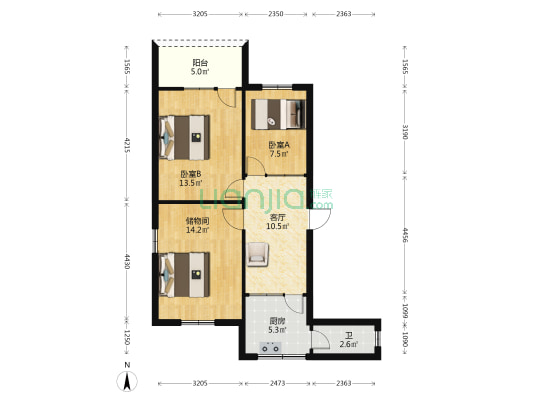 爱国路9号 2室1厅1卫 70平方