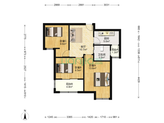 东锦苑 3室1厅1卫 75平方
