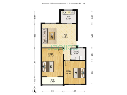 兴龙小区 2室1厅1卫 82平方