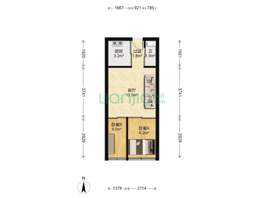 天安社区 2室1厅1卫 41平方
