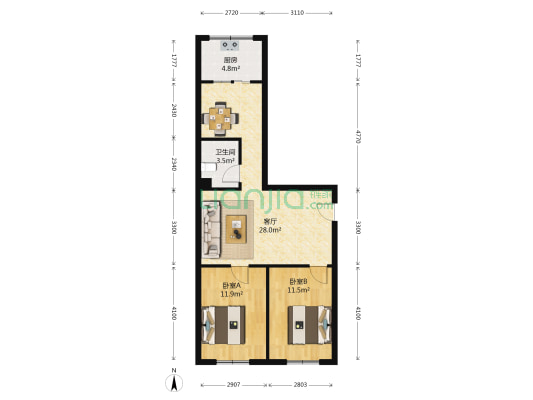 七里河区教育局家属小区（柏树巷） 2室1厅1卫 67平方