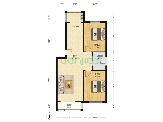 溪畔人家 2室1厅1卫 94平方