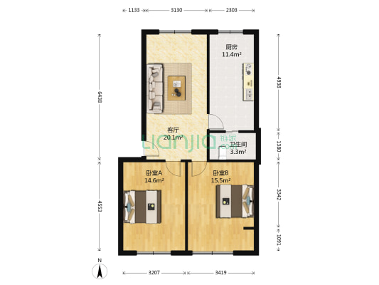 淳化街103号 2室1厅1卫 75平方