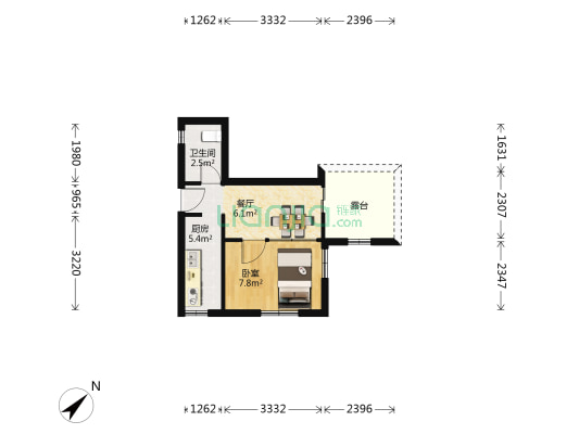 华阳路219号 1室1厅1卫 30平方
