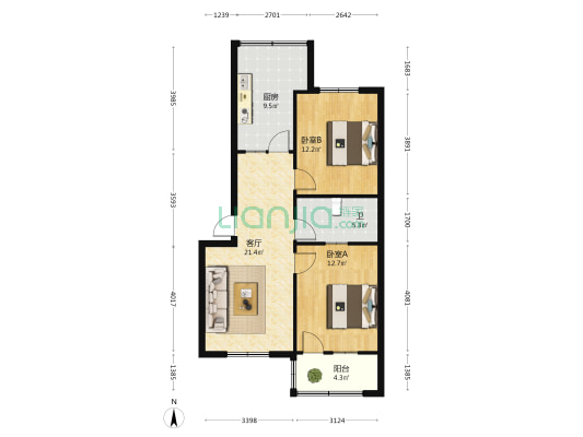 供水总公司家属院 2室1厅1卫 81平方