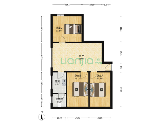 花厅一街 3室1厅1卫 70平方