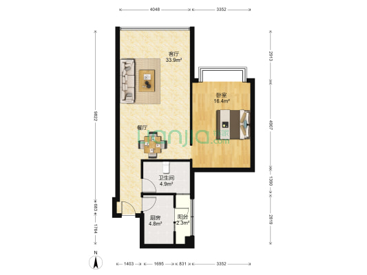 都市华庭(天河) 1室1厅1卫 83平方