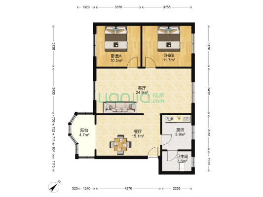 布鞋厂家属院 2室2厅1卫 93平方