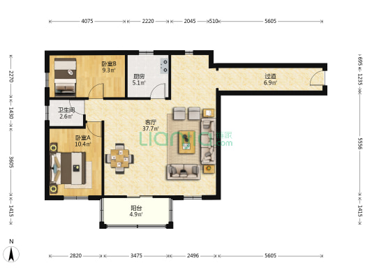 佳地华苑大厦 2室1厅1卫 105平方