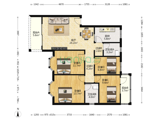 华南国家植物园  4室1厅2卫 110平方