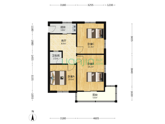五福里 3室1厅1卫 67平方