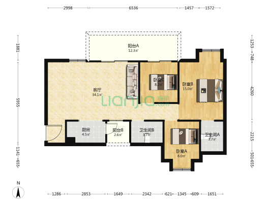 中鑫海·南苑 3室1厅2卫 109平方
