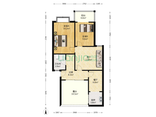 润兰庭院一期 2室2厅1卫 73平方