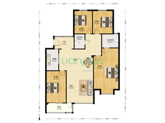 江南坊 4室1厅2卫 157平方