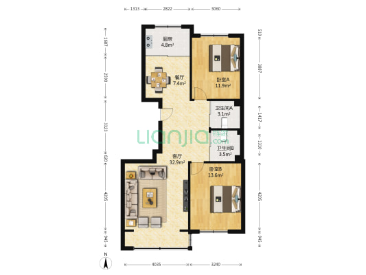 裕丰苑 2室2厅2卫 113平方