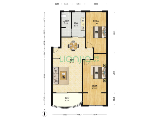 王家社区 2室1厅1卫 115平方
