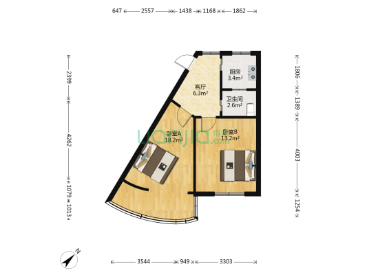 城桥路81号 2室1厅1卫 54平方