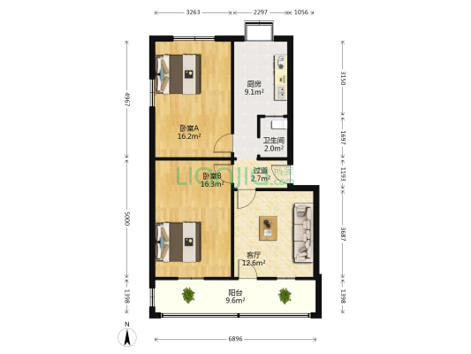 毛纺小区塑料五厂家属院 2室1厅1卫 82平方
