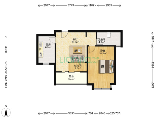 中浩学府风景 1室1厅1卫 61平方